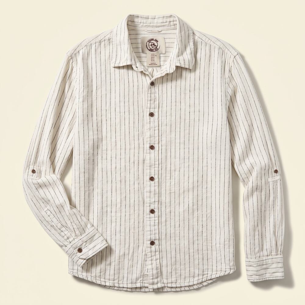 Panama Jack Mens XL Coastal Resortwear Minimalist Linen Striped Button Down